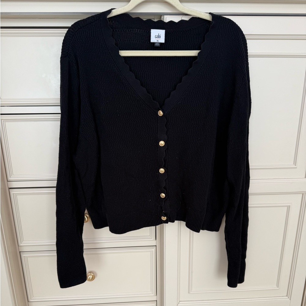 CAbi Black Button-Up Cardigan